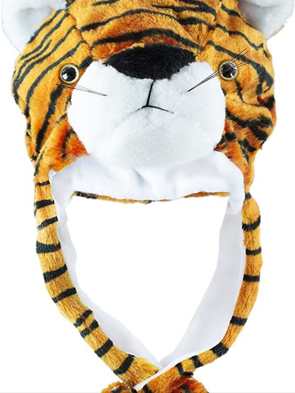 Kids Tiger Plush Earflap Hat - Orange Striped Animal Beanie